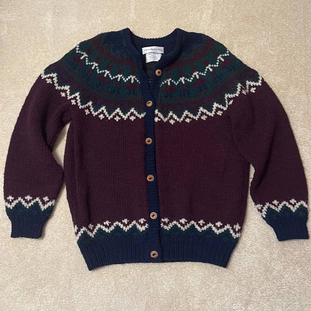Paris Sport Club hand made in Bolivia 100% lambswool sweater size L